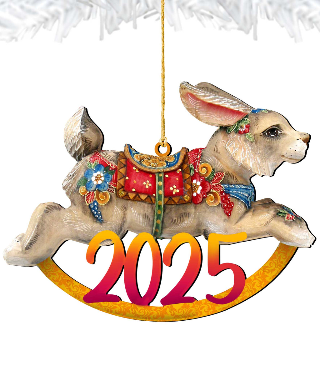2025 Rocking Bunny Dated Wooden Ornaments by G. DeBrekht - Christmas Decor - 8144503-D25