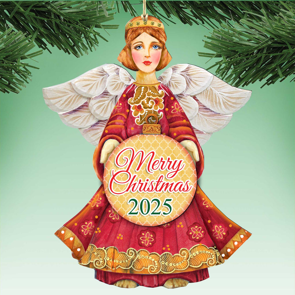 2025 Dated Wooden Nativity Angel Ornaments by G. Debrekht - Holiday Decor - 8152722-4-D25