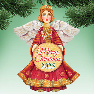 2025 Dated Wooden Nativity Angel Ornaments by G. Debrekht - Holiday Decor - 8152722-4-D25