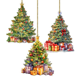 Christmas Tree Decorative Eco Wood Ornaments Set of 3 by G. Debrekht - Christmas Decor - 8091044-S3