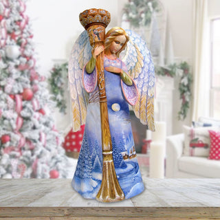 Dusk to Dawn Angel Hand-Painted WOODCARVED Masterpiece by G. DeBrekht - Nativity Holiday Decor - L24121