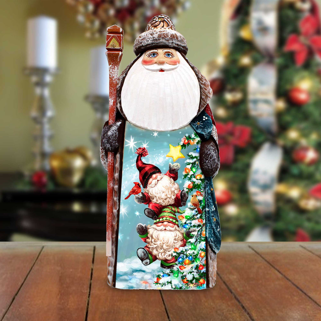 Christmas Tree Dwarfs Santa Hand-Painted WOODCARVED Masterpiece Figurine by G. DeBrekht - Nativity Holiday Décor - 8201016-DG