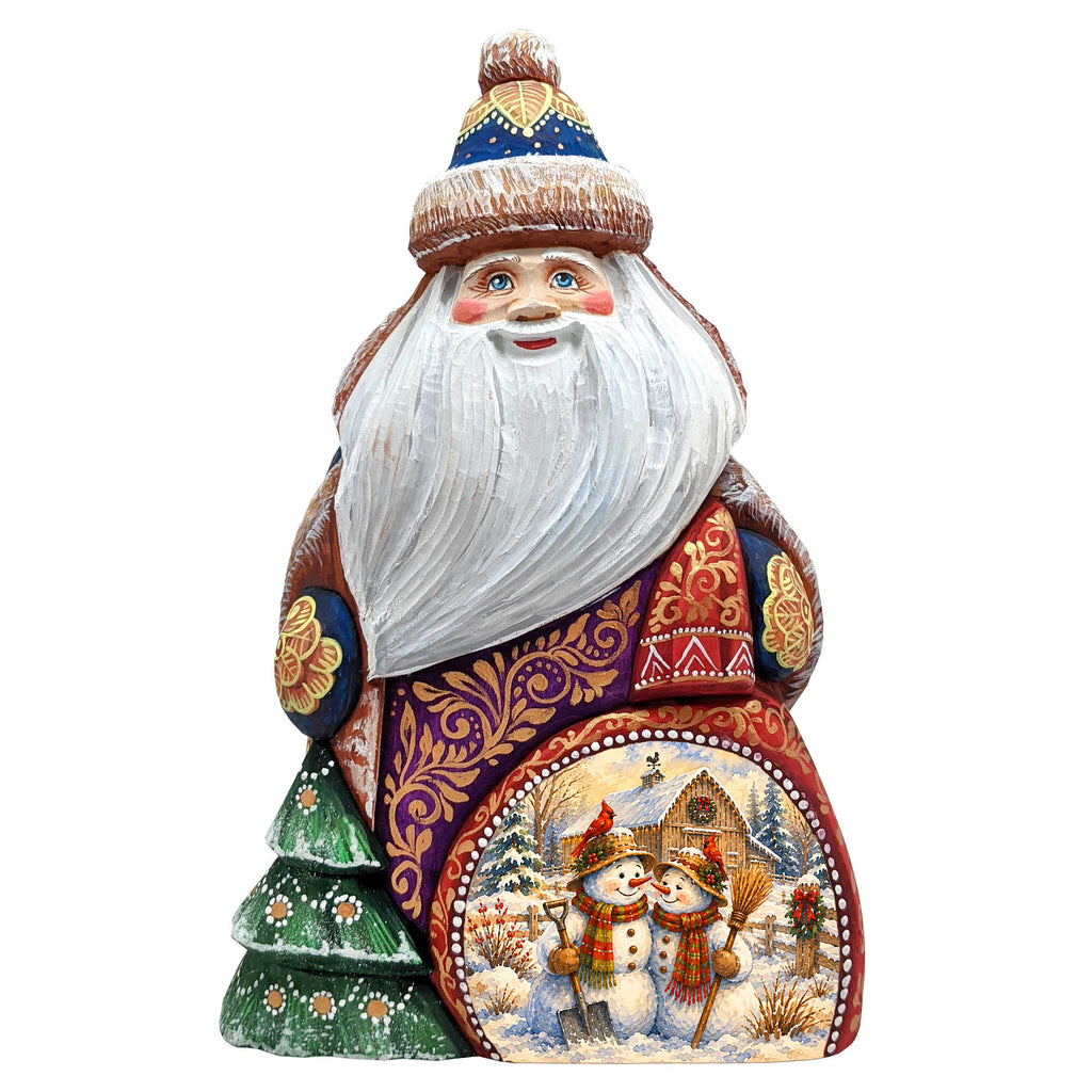 Snowman Christmas Santa Hand-Carved Wooden Figurine-  Hand-Painted WOODCARVED Masterpiece Figurine by G. DeBrekht - Christmas Decor - 8203027