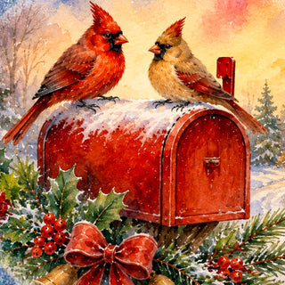 Christmas Cardinal Mailbox Hand-Painted WOODCARVED Masterpiece by G. DeBrekht - Christmas Décor - 8215569