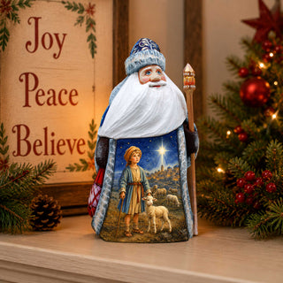 Shepherd Boy Nativity Santa Hand-Carved Wooden Figurine - Hand-Painted WOODCARVED Masterpiece by G. DeBrekht - Christmas Decor - 8215955