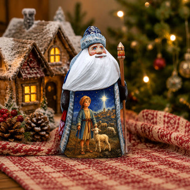 Shepherd Boy Nativity Santa Hand-Carved Wooden Figurine - Hand-Painted WOODCARVED Masterpiece by G. DeBrekht - Christmas Decor - 8215955