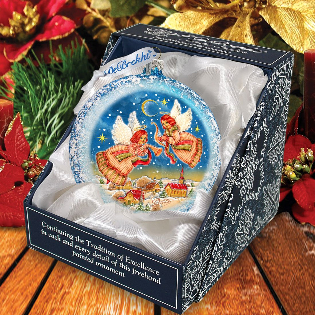 Guardian Angels Glass Ornament by G. DeBrekht - Nativity Holiday Decor - 744-038