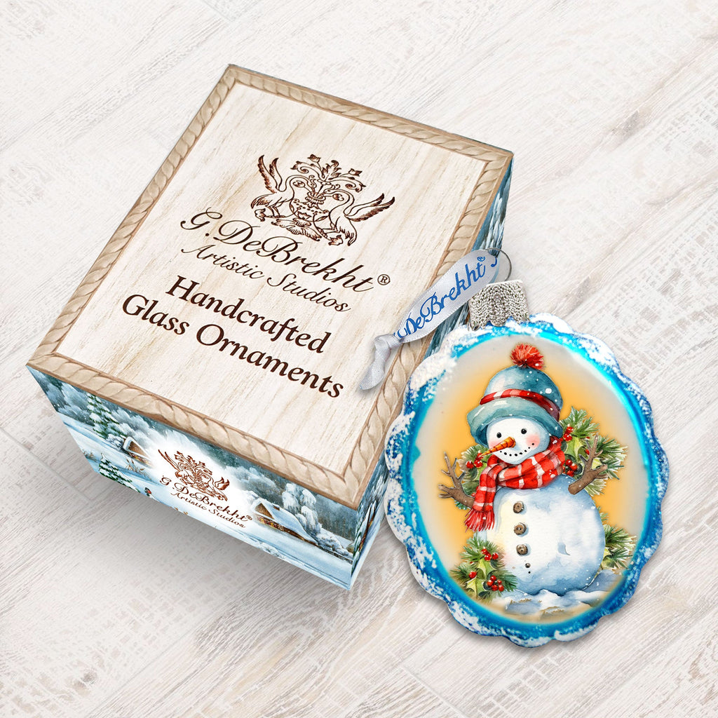 Snowman's Gift Mercury Glass Ornaments by G. Debrekht - Christmas Santa Snowman Decor - 776015