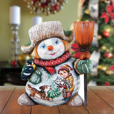 Friends Forever Hand-Painted WOODCARVED Masterpiece by G. DeBrekht - Christmas Santa Snowman Decor - 8215895
