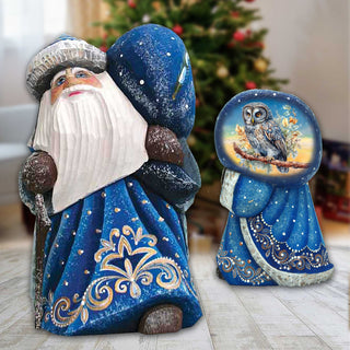 Wise Owl Santa with Bag Hand-Painted WOODCARVED Masterpiece by G. DeBrekht - Christmas Decor - 8215563