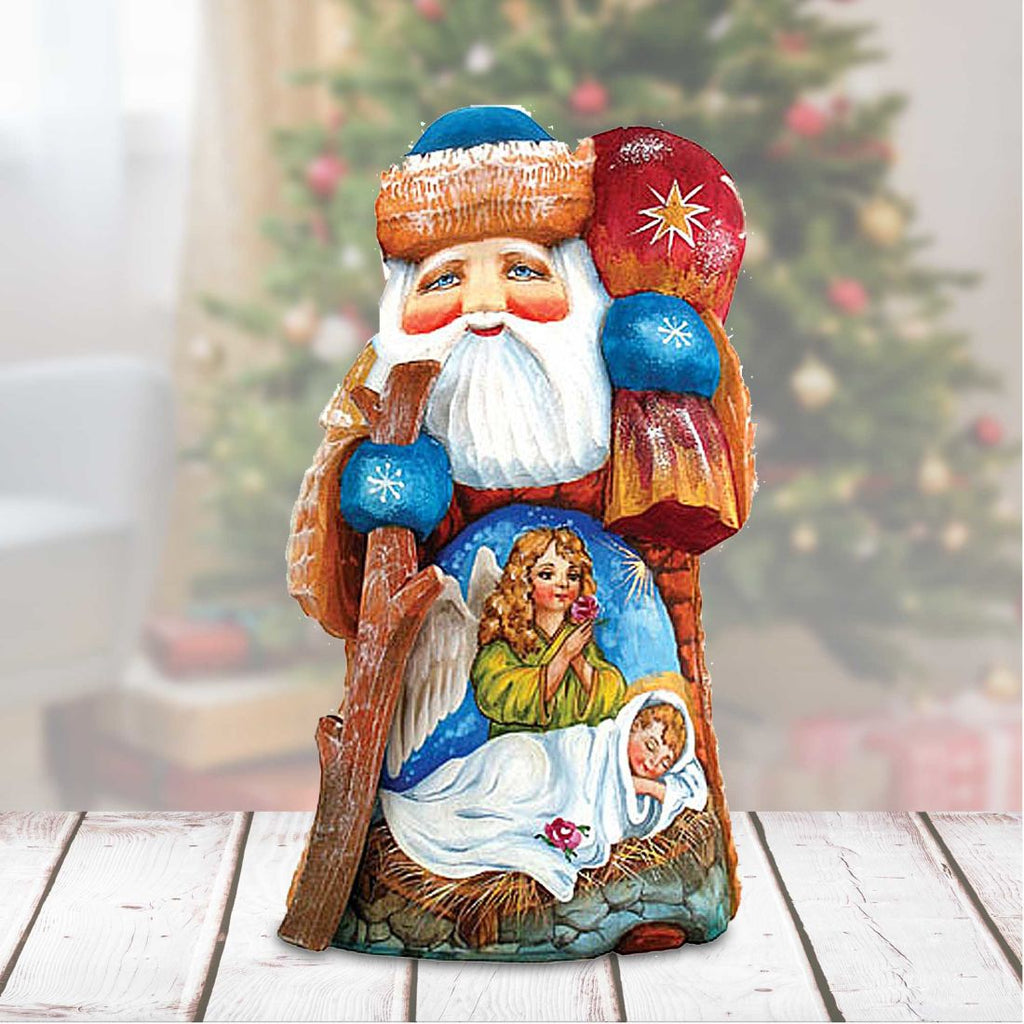 Wonderful Wish Santa Hand-Painted WOODCARVED Figurine by G.DeBrekht - Nativity Holiday Decor - 243013
