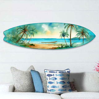 Tropical Island Surfboard Wall Art – Handcrafted Coastal Ocean Decor by G.DeBrekht – Beach House Accent for Indoor & Outdoor – 8490157HS