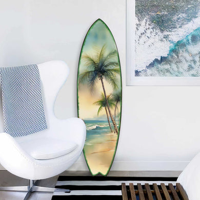 Tropical Palm Beach Surfboard Wall Art – Handcrafted Coastal Ocean Decor by G.DeBrekht – Beach House Accent for Indoor & Outdoor – 8490159HS