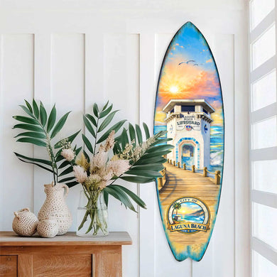 Laguna Beach Surfboard Wall Art – Handcrafted Coastal Decor by G.DeBrekht – Beach House Accent for Indoor & Outdoor – 8490161HS