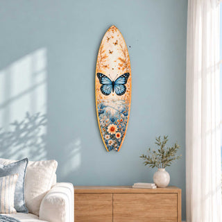 Blue Butterfly Surfboard Coastal Wall Art by G. DeBrekht - Coastal Holiday Decor - 8490176HS