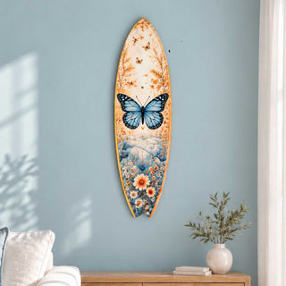 Blue Butterfly Surfboard Coastal Wall Art by G. DeBrekht - Coastal Holiday Decor - 8490176HS