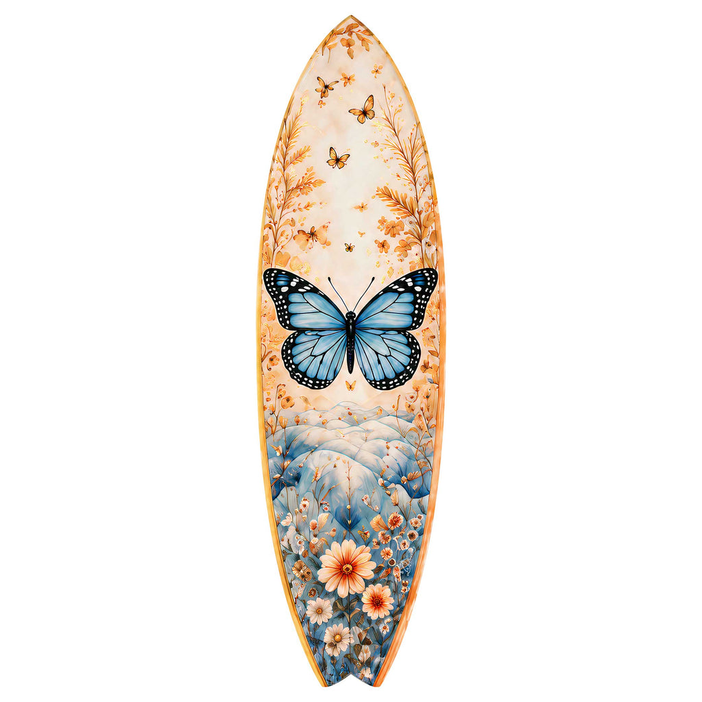 Blue Butterfly Surfboard Coastal Wall Art by G. DeBrekht - Coastal Holiday Decor - 8490176HS