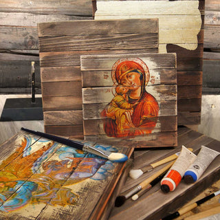 Saint Catherine Icon – Handcrafted Religious Decor | Gold Plated Wooden Christian Wall Hanging - 85068