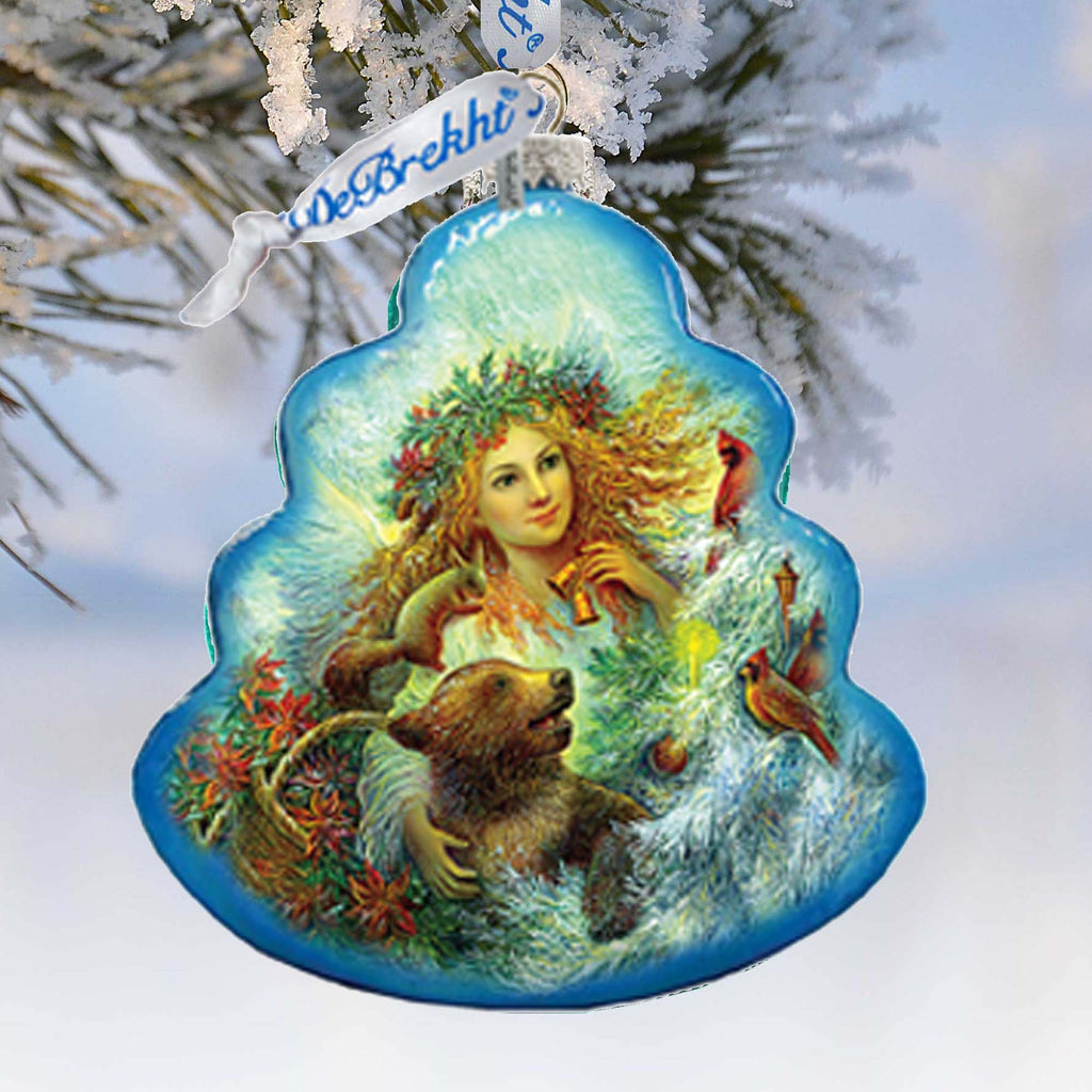 a christmas ornament hanging from a tree