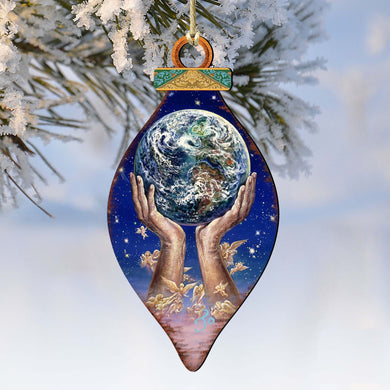 World in my Hands Wooden Ornaments by Josephine Wall - Christmas Decor - 845131-JW