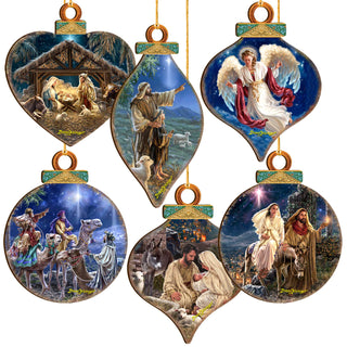 Handcrafted Christmas Ornaments Set of 6 - The Nativity Story Ornaments Set by D. Gelsinger – Nativity Holiday Decor - 8610107-S6