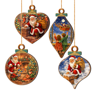 Santa’s Christmas Story Ornament Set – Santa, Reindeer & Elves – Set of 10 – 8610114-S10