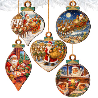 Santa’s Christmas Story Ornament Set – Santa, Reindeer & Elves – Set of 10 – 8610114-S10