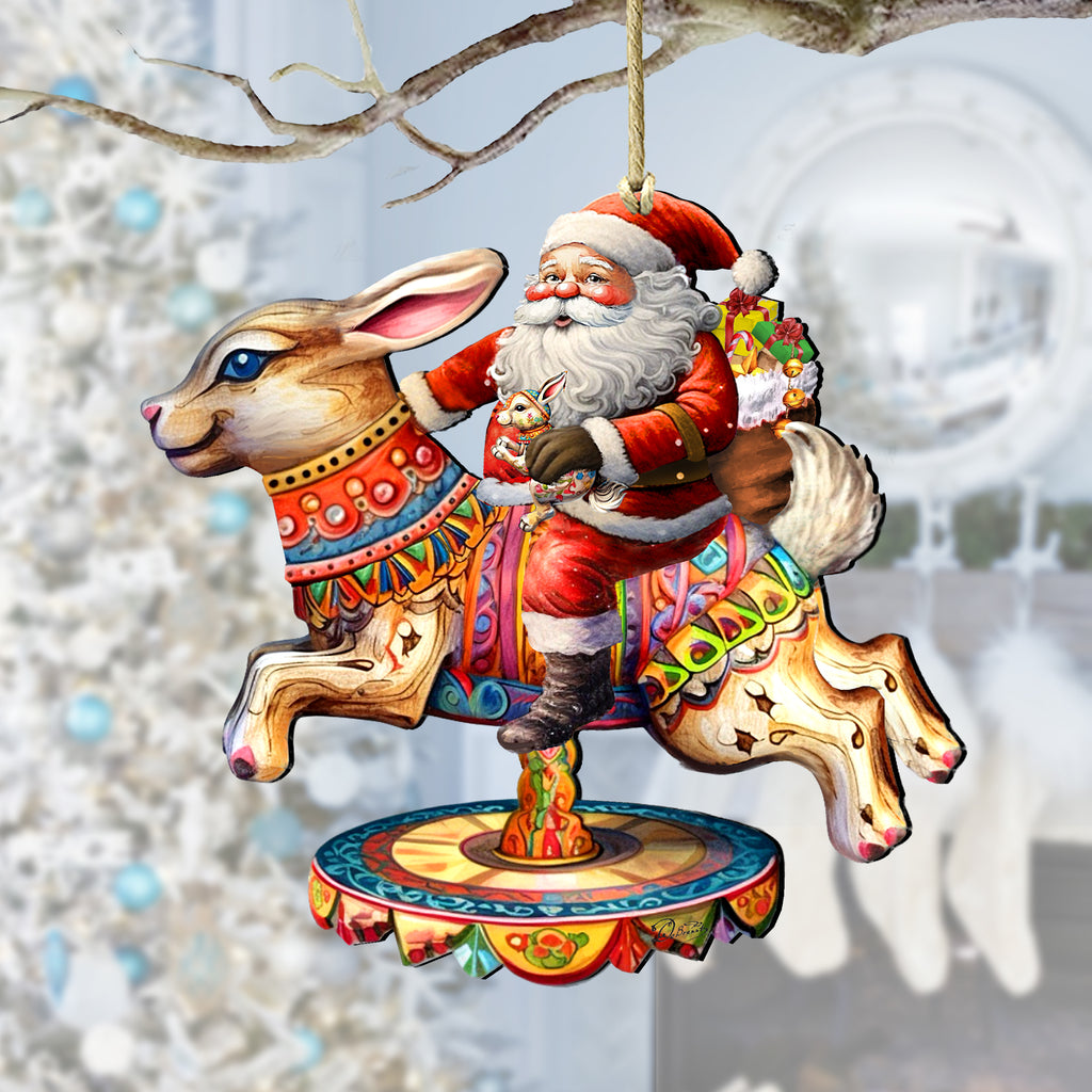 Santa Claus riding a sleigh Christmas gift exchange gift Christmas crystal  ball music box home decoration