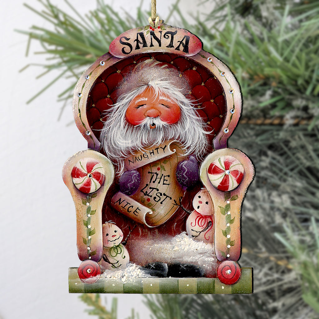 Santa Checking His List Wooden Ornaments by J. Mills-Price ...