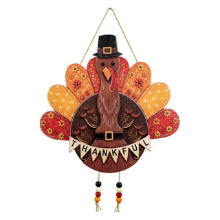 Thankful Turkey Wooden Door Hanger – Thanksgiving Fall Wall Décor – 862107H