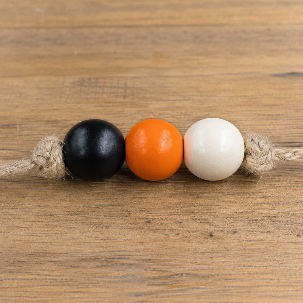 Halloween Wooden Garland with 5 Hanging Decorations – Black Cat, Scarecrow, Pumpkin & Vampire – 862108-S5