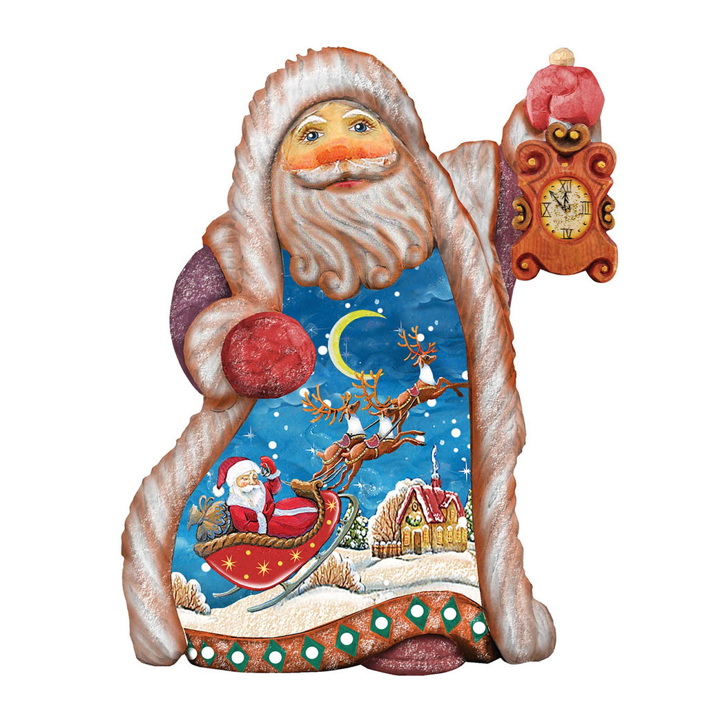 Santa Sleigh Ride Sculpted Hand-Painted Christmas Figurine by G. DeBrekht - Christmas Santa Snowman Decor - 661521