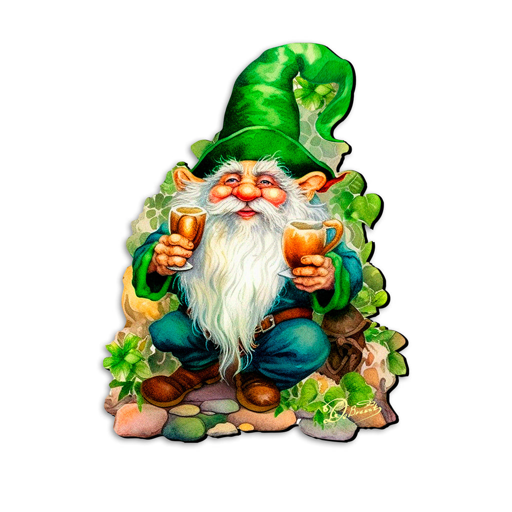 St. Patrick’s Day Gnome Door Hanger – Irish Leprechaun Green Door Decor – Handcrafted Wooden Holiday Wall Art by G. DeBrekht – 8652778H