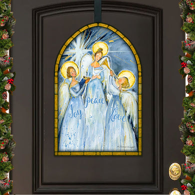 Handcrafted Wooden Joy Peace Love Door Hanger – Rustic Christmas Holiday Decoration for Front Door by G. DeBrekht - Christmas Decor – 8652833H