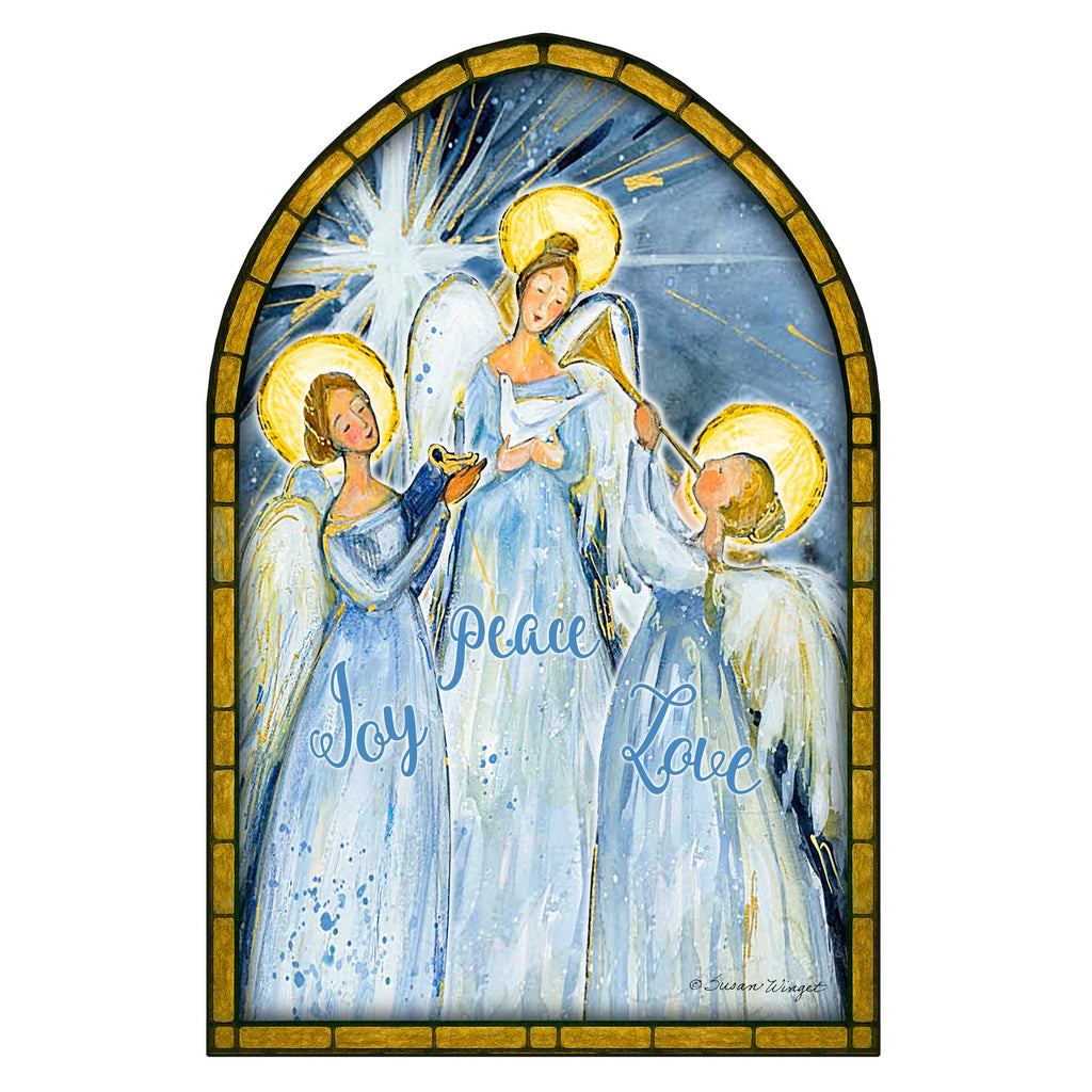 Handcrafted Wooden Joy Peace Love Door Hanger – Rustic Christmas Holiday Decoration for Front Door by G. DeBrekht - Christmas Decor – 8652833H