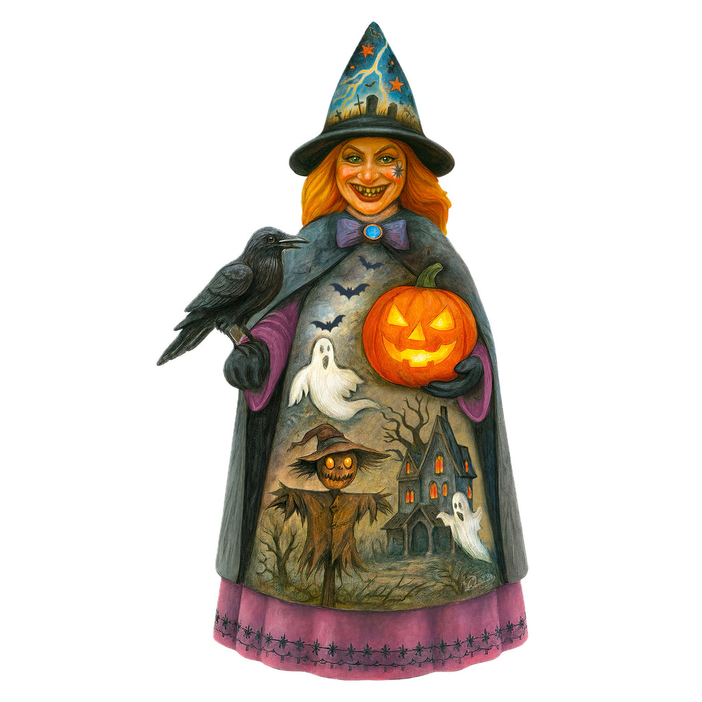 Halloween Witch Door Hanger – Handcrafted Wooden Door Decor by G. DeBrekht – 8652834H