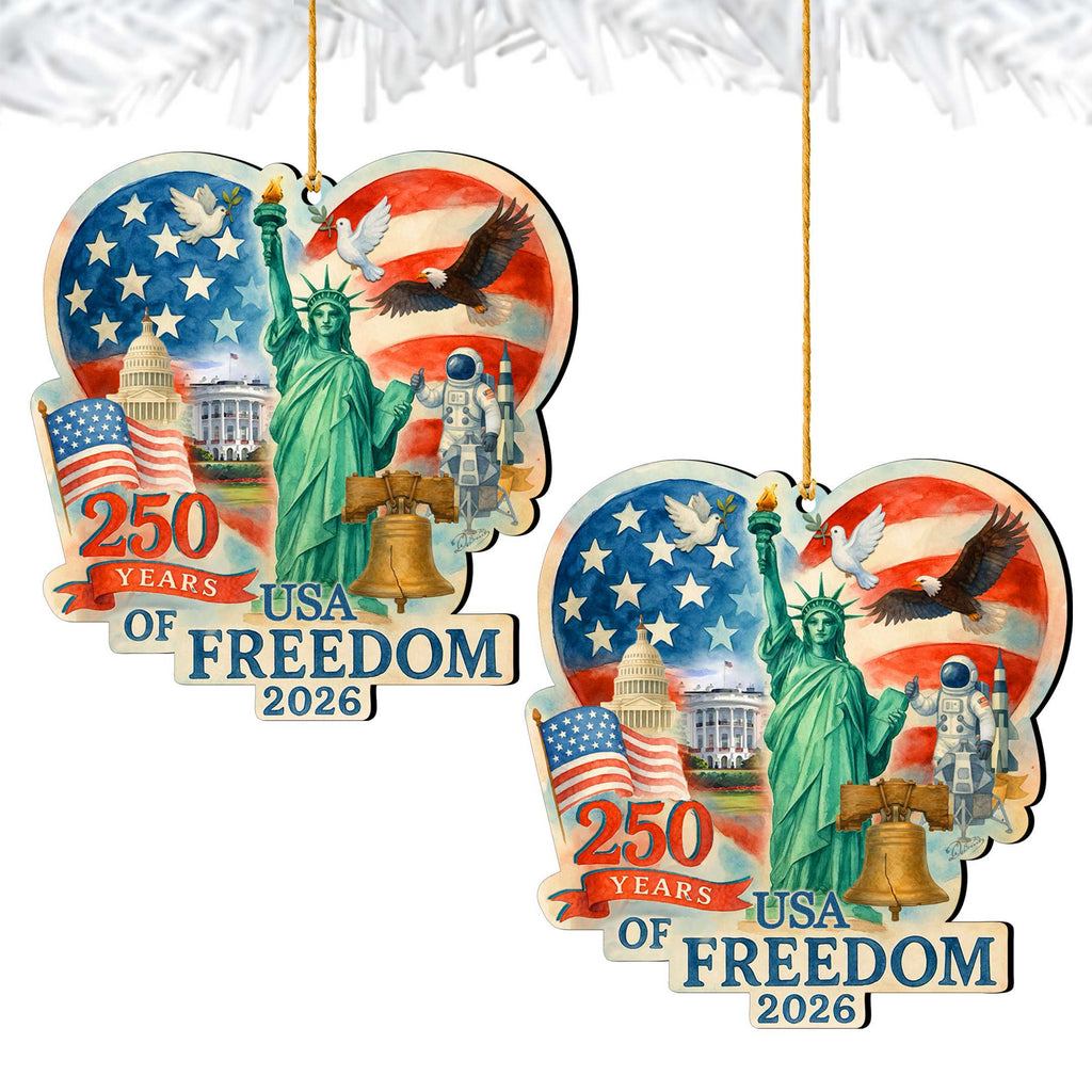 250th Anniversary Heart Ornament by G. DeBrekht - American Patriotic Decor – 8652842-3