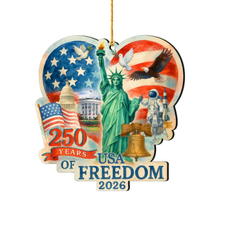 250th Anniversary Heart Ornament by G. DeBrekht - American Patriotic Decor – 8652842-3