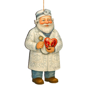 Doctor Santa Ornament – Handcrafted Wooden Christmas Tree Decoration by G. DeBrekht - Christmas Santa Snowman Decor - 8652847