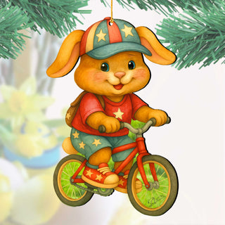 Spring Bunny Bicycle Wooden Ornaments - Easter Spring Decoration - Easter Gift by G. Debrekht - 8652851