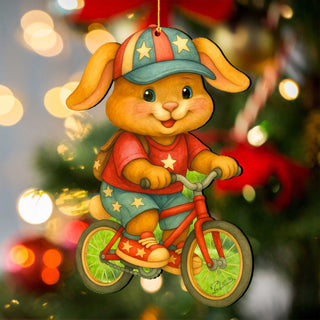 Spring Bunny Bicycle Wooden Ornaments - Easter Spring Decoration - Easter Gift by G. Debrekht - 8652851