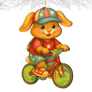 Spring Bunny Bicycle Wooden Ornaments - Easter Spring Decoration - Easter Gift by G. Debrekht - 8652851