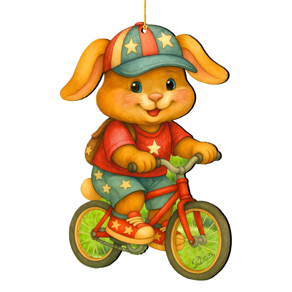 Spring Bunny Bicycle Wooden Ornaments - Easter Spring Decoration - Easter Gift by G. Debrekht - 8652851