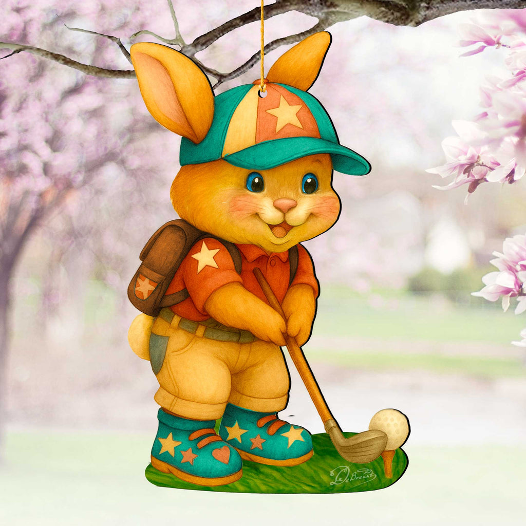 Golfing Bunny Wooden Ornaments - Easter Spring Decoration - Easter Gift by G. Debrekht - 8652853