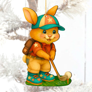 Golfing Bunny Wooden Ornaments - Easter Spring Decoration - Easter Gift by G. Debrekht - 8652853