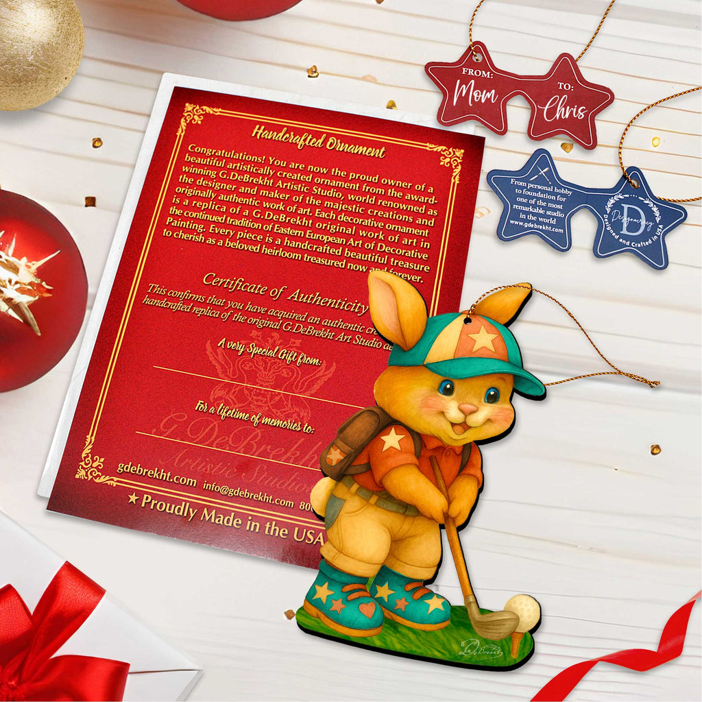 Golfing Bunny Wooden Ornaments - Easter Spring Decoration - Easter Gift by G. Debrekht - 8652853