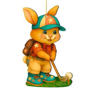 Golfing Bunny Wooden Ornaments - Easter Spring Decoration - Easter Gift by G. Debrekht - 8652853