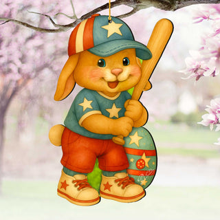 Baseball Bunny Wooden Ornaments - Easter Spring Decoration - Easter Gift by G. Debrekht - 8652854