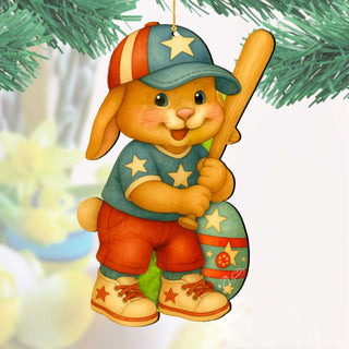 Baseball Bunny Wooden Ornaments - Easter Spring Decoration - Easter Gift by G. Debrekht - 8652854