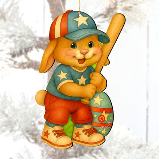 Baseball Bunny Wooden Ornaments - Easter Spring Decoration - Easter Gift by G. Debrekht - 8652854